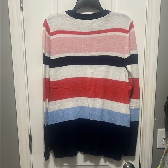 Crown & Ivy Pink, Blue & White Multicolor Striped Long Sweater - Medium - Picture 3 of 6